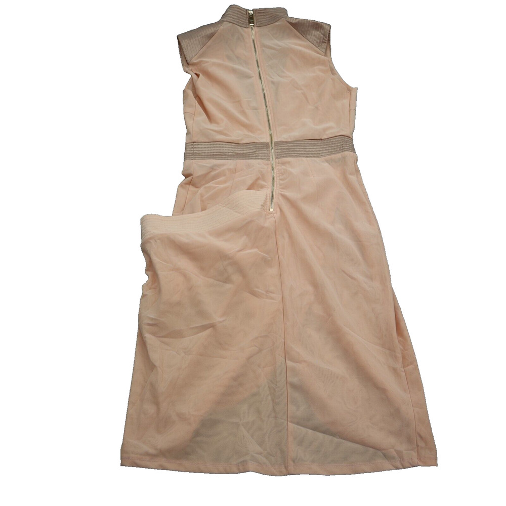 CQ Dress Womens S Beige Peach Sheath Midi V Neck Sleeveless NWT!